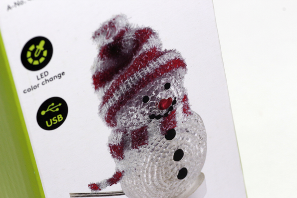 USB LED Christmas Snowman With Red Hat, Big Red Nose & XMAS Colour Changing