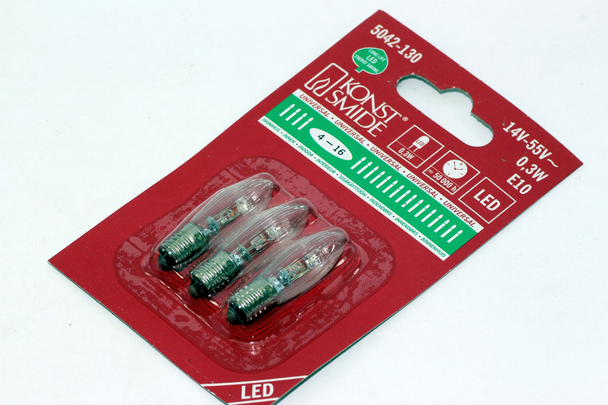 9 Pack Of Konstsmide LED 14-55V, 0.3W, E10, MES Spare Welcome Candle Bridge Bulb