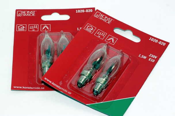 4 Pack Of KonstsmIde 230V, 1.5W, E10, Flicker Flame Welcome Candle BrIdge Bulb