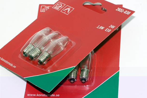 6 Pack Of KonstsmIde 24V, 1.8W, E10, MES Spare Welcome Candle BrIdge Bulbs