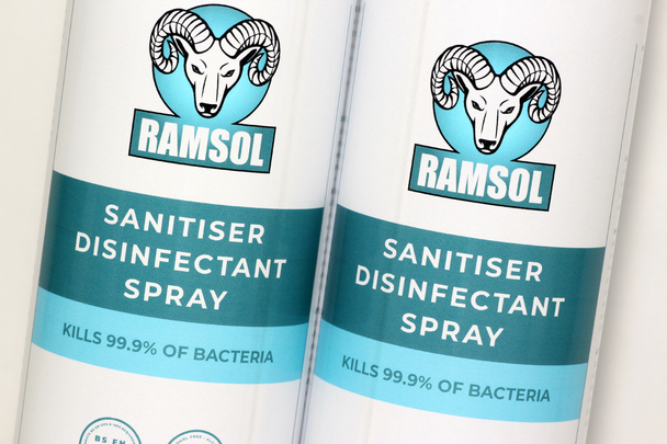 4 x Ramsol 500ml Aerosol Spray Can of Anti Bacterial, Anti Virus Disinfectant