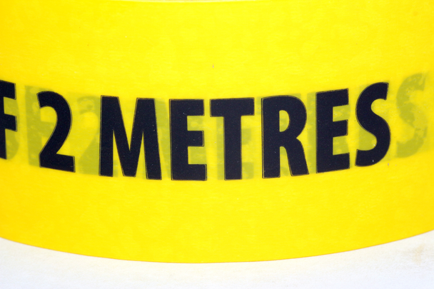 66m Roll of 2 Metre Social Distancing Self Adhesive Yellow Warning Floor Tape