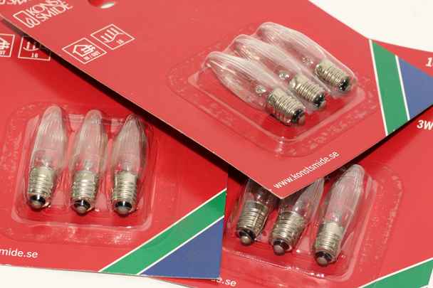 9 Pack Of Konstsmide 14V, 3W, E10, MES Spare Welcome Candle Bridge Light Bulbs