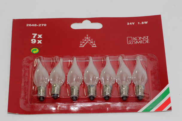 7 Pack of 2648-270 Konstsmide 24V, 1.8W, E10, MES Frosted Twisted Light Bulbs