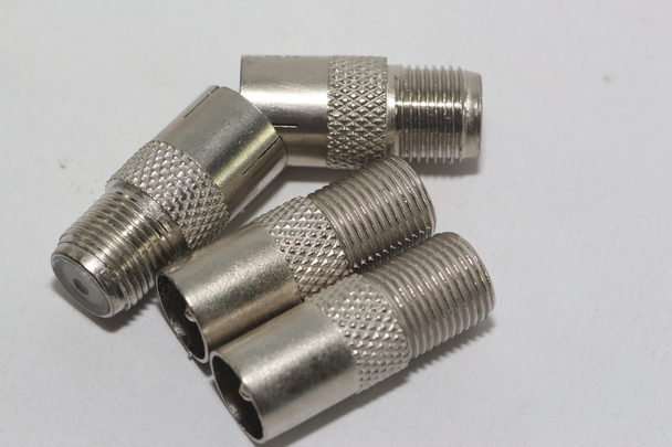 4 x F Female Socket Adaptor to Male & Female Coax Aerial Connectors