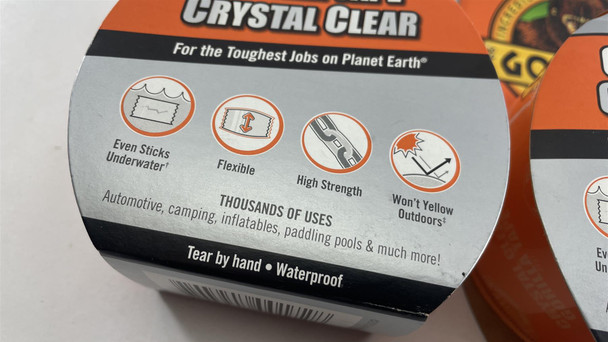 2 Rolls of Gorilla Tape Crystal Clear 8.2m x 48mm Tough Waterproof Strong