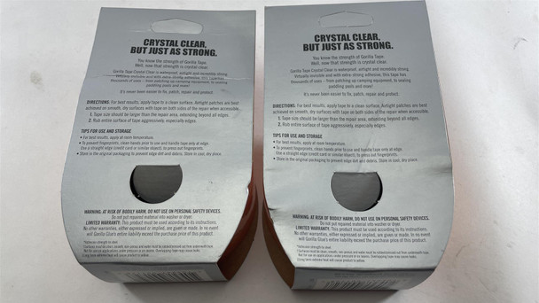 2 Rolls of Gorilla Tape Crystal Clear 8.2m x 48mm Tough Waterproof Strong