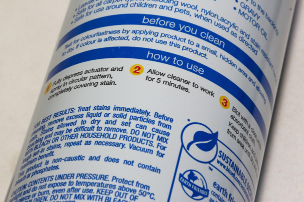 2 x Aerosol Cans of Bissell OxyPro Oxygen Activated Carpet Spot Stain Remover