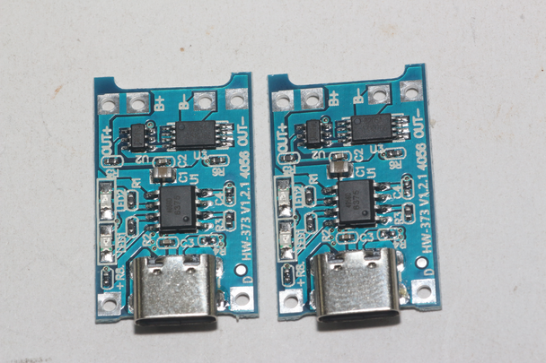 2 x USB-C 18650 Lithium Battery Charger Module 1A Protected PCB Charging Board