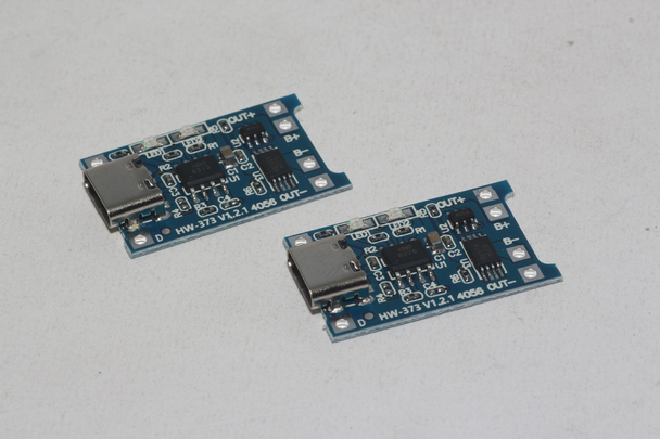2 x USB-C 18650 Lithium Battery Charger Module 1A Protected PCB Charging Board