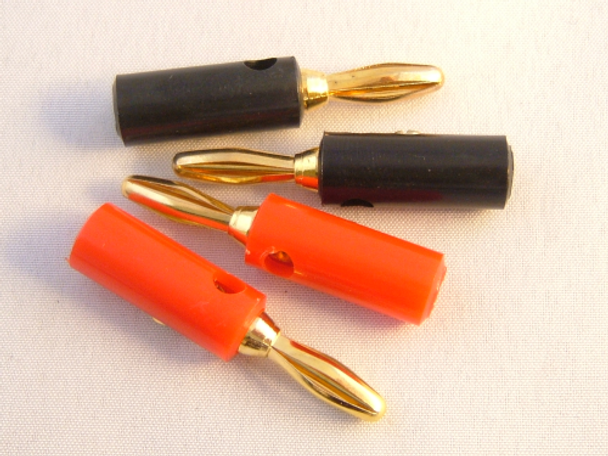 Banana Speaker Plugs 4mm Gold Plated 2 x Red 2 x Black