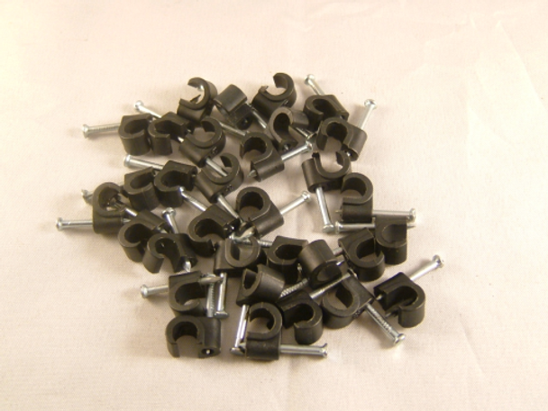 Cable Clips 7mm Satellite And Aerial Coax Black 50 pack