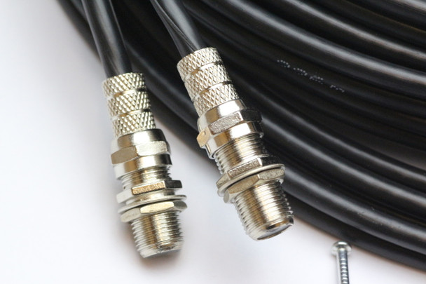 20m Twin Black Satellite Shotgun Coax Cable Extension Kit for Sky Plus, Sky HD, Freesat & 20 Special Masonry Cable Clips