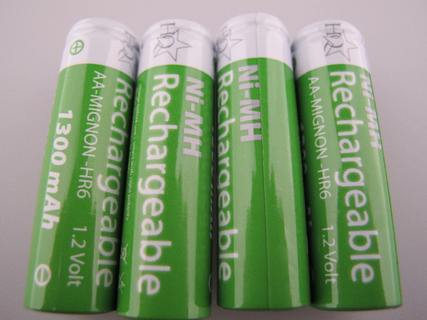 4 x HQ AA Rechargeable NiMh 1300mAh 1.2V Batteries, HR6, LR6, Blister Pack