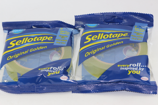 2 x 24mm x 66m Rolls Of Sellotape Original Golden Sticky Tape Henkel 1443268