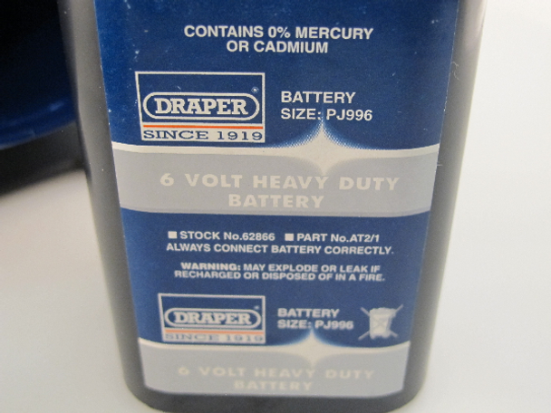 Draper 40121 6V ABS Water Resistant Tough Krypton Handsfree Torch & FREE Battery