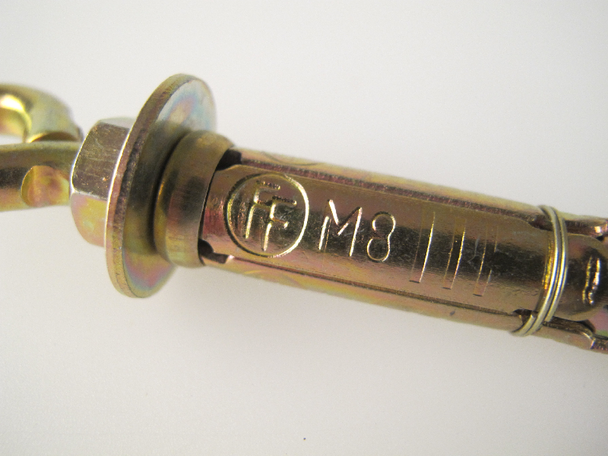 M8 x 65mm Masonry Anchor Eye Bolt, Zinc Yellow Passivated