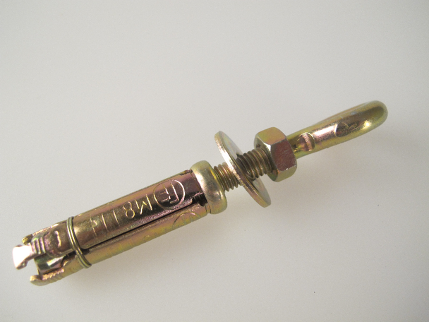 M8 x 65mm Masonry Anchor Eye Bolt, Zinc Yellow Passivated