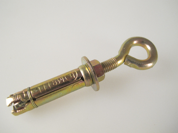 M8 x 65mm Masonry Anchor Eye Bolt, Zinc Yellow Passivated