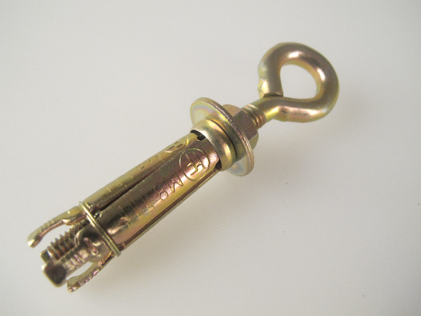 M8 x 65mm Masonry Anchor Eye Bolt, Zinc Yellow Passivated