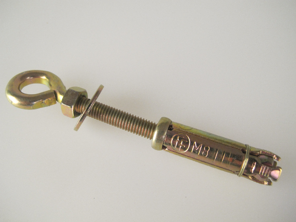 10 Pack Of M8 x 65mm Masonry Anchor Eye Bolt, Zinc Yellow Passivated