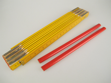 2m Foldable Wooden Carpenter / Joiners Ruler With 2 Carpenters Pencils ...