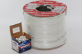 100m of White Webro Double Screened RG6 Satellite Aerial Coax Cable & 100 Clips