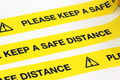 1 x 66m Roll of Keep a Safe Distance Social Distancing Yellow Warning Floor Tape