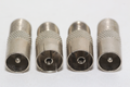 4 x F Female Socket Adaptor to Male & Female Coax Aerial Connectors