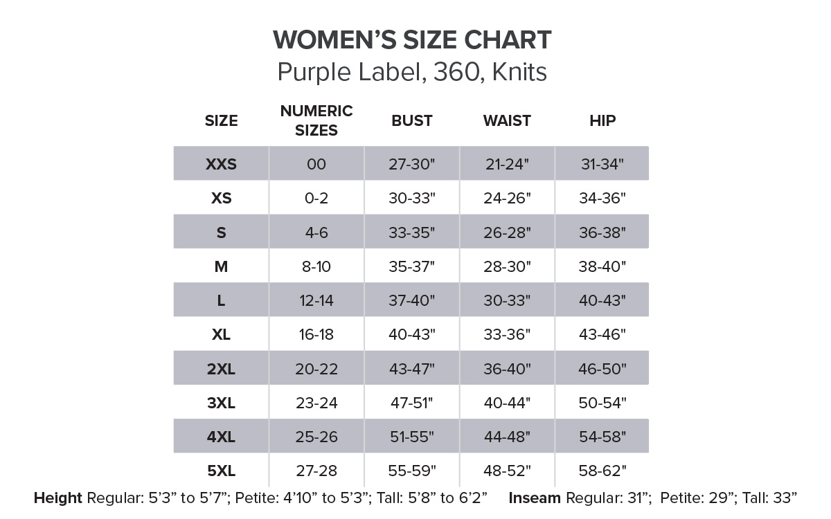 hh pp SIZE CHART