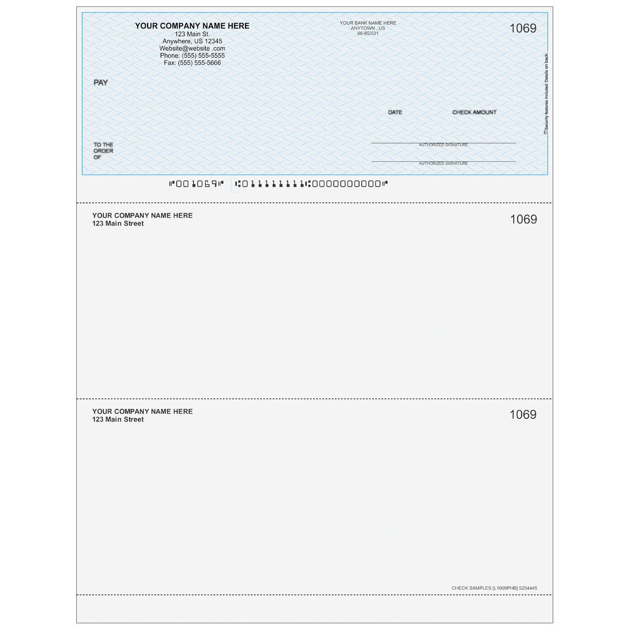 L1069P - Multi-Purpose Top Business Check (with Extra Perf ...