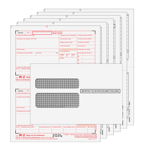 W2TRADS6TE - Traditional W-2 Form 6-part Kit (with Tamper Evident Envelopes)
