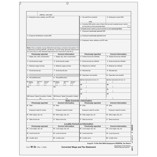 80073 - Form W-2C Corrected Employee Federal, Copy B