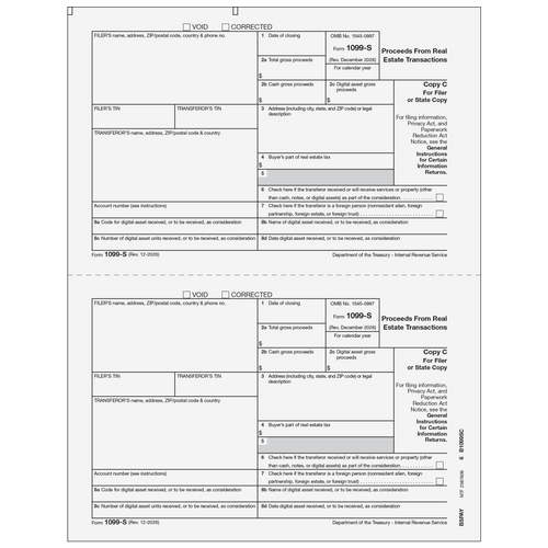 BSPAY05 - Form 1099-S Proceeds From Real Estate Transactions - Copy C Filer or State