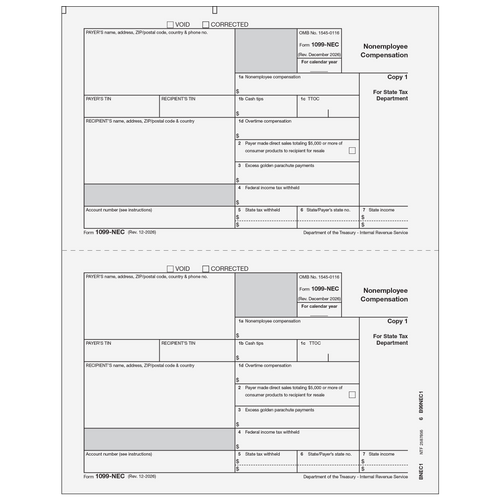 BNEC105 - 1099-NEC Non-Employee Compensation - Payer State Copy 1