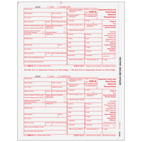 BKFED05 - Form 1099-K Payment Card and Third Party Network Transactions - Copy A