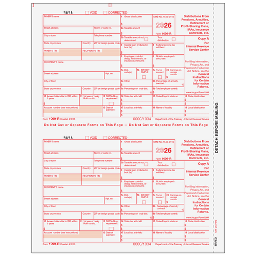 BRFED05 - Form 1099-R Distributions From Pensions, etc. - Copy A Federal