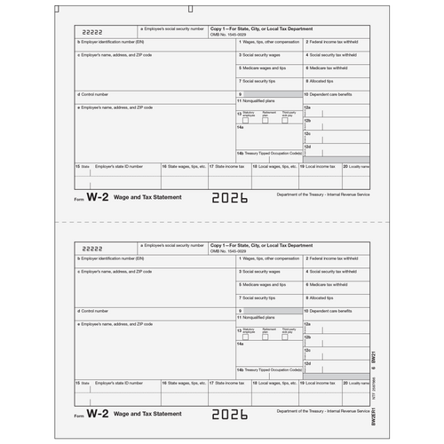 BW2ER105 - Form W-2 Employer State, City, or Local, Copy 1