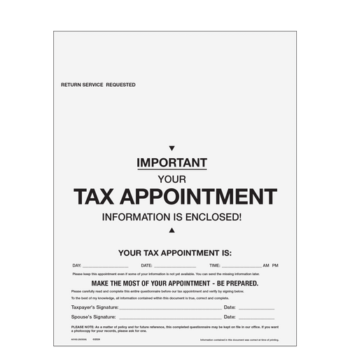 A010 - Tax Organizer with Appointment Reminder
