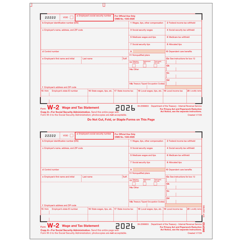 BW2FED05 - Form W-2 Federal IRS, Copy A