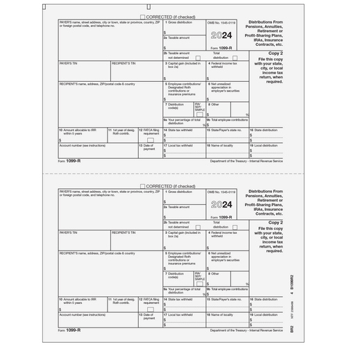 BR205 - Form 1099-R Distributions from Pensions, etc. - Recipient State, City, Local Copy 2