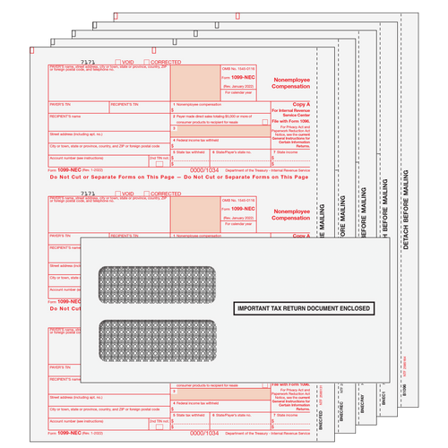 NEC4E50 - 1099-NEC Preprinted 4-Part Kit (with Moisture Seal Envelopes) - 50 Quantity