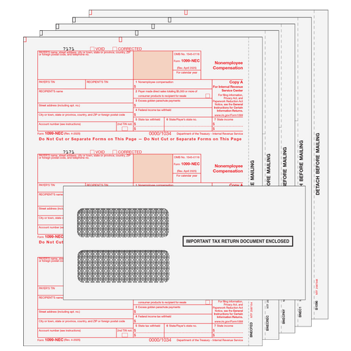 NEC4E50 - 1099-NEC Preprinted 4-Part Kit (with Moisture Seal Envelopes) - 50 Quantity NEC4E50 - 1099-NEC Preprinted 4-Part Kit (with Moisture Seal Envelopes) - 50 Quantity