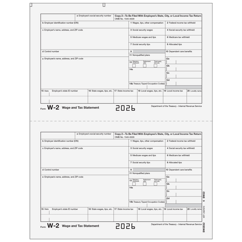BW2EE205 - Form W-2 Employee State, City, or Local, Copy 2