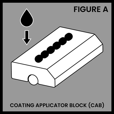 A single line of ceramic nanofinish running down the length of the Coating Applicator Block.