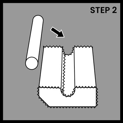 Coating Applicator Block with Coating Cloth wrapped around, and Capture Dowel being inserted.