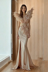 Feathered Collar Gown