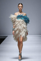 Feathered Off Shoulder Dress