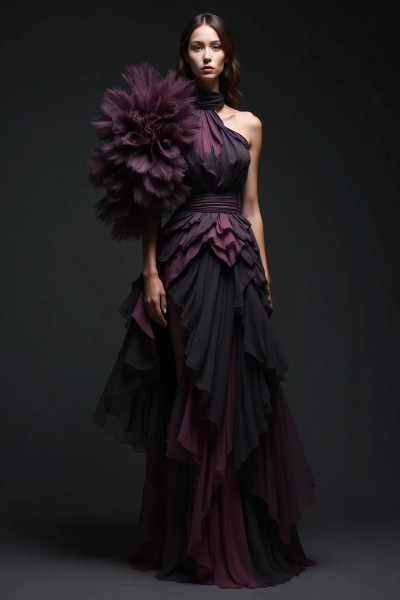 Oversized Ruffle Sleeved Gown