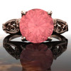 Lotus Flower Engagement Ring with Padparadscha Sapphire Custom